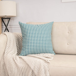 Amazon Modern Fashion Sofa Pillow Cushion Cover Plaid Knife Edge Jacquard Pillow Homestay Bedside Soft Backrest Bag