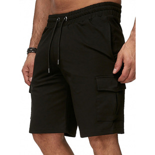 New cross-border plus size men's short sports overalls multi-pocket shorts fitness pants sports casual pants