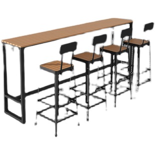 Outdoor Plastic Wood Bar Table and Chair Combination Household Wall Bar Table and Chair Outdoor Long Bar Table High Table and Chair