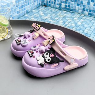 Kulomi Girl's Slippers 2025 New Summer Children's Two-Wear Hole Shoes Girl's Soft Bottom Baotou Beach Sandals