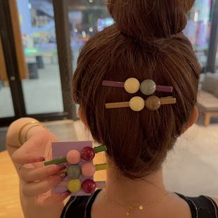Dongdaemun new color semicircle beads one-character clip bangs clip back head broken hairpin cute girl side clip