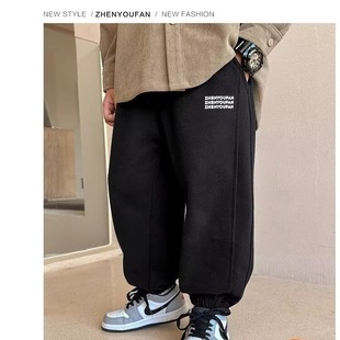 Boys' Gray Sports Pants 2024 Spring and Autumn New Children's Thin Loose Casual Outer Wear Children's Sweatpants Handsome Cool