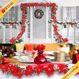 Cross-border new LED Christmas lights red flower fruit lights string poinsettia holiday lights escalator Christmas decoration lights