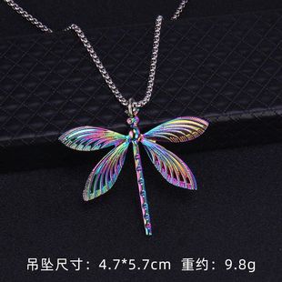 European and American Hip Hop Flame Letter Necklace Space Man Mermaid Spiral Dragonfly Animal Personalized Trendy Colorful Pendant