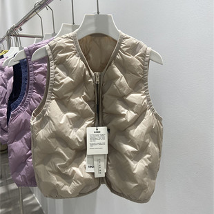 Boys and Girls 90 White Duck Down Light Down Liner Vest 2024 New Children Autumn and Winter V-Neck Light Down Jacket
