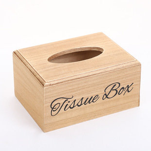 Cross-border retro paulownia square tissue box household living room desktop simple tissue box Net red style dining table roll box
