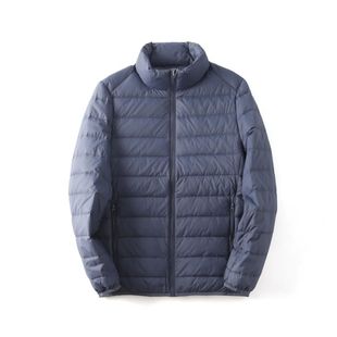 All-match classic lightweight stand collar feather cotton-padded jacket men's autumn and winter warm solid color simple fashion men's casual coat