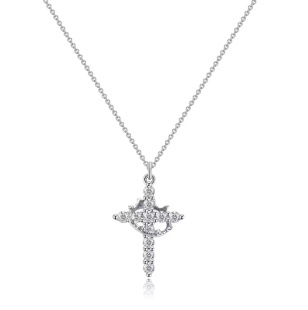 Europe and the United States cross-border hot selling large size inlaid zircon crown cross personalized creative pendant fashion necklace