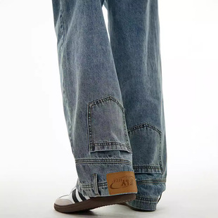 Reverse Wearing Original Design Sense Flip Jeans Men's and Women's Washed Wide Leg Niche High Street Loose Retro Long Trendy Pants