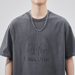 American Style High Street Print Mori Style Short-sleeved T-shirt Men's Loose Comfortable Fashioned Brand plus size Loose Comfortable Shoulder Top for Men
