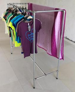 ✅ Double-Row Clothing Rack Display Rack Floor-Standing Clothes Drying Rack Balcony Galvanized Water Pipe Drying Rack