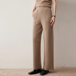 Autumn and Winter Cashmere Wide-leg Pants Women's High-waist Loose Slimming Knitted All-match Warm Casual Straight Pants