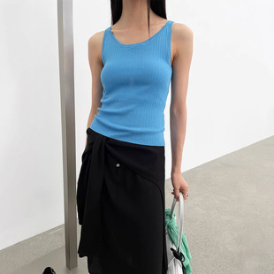 Love and Nancy Thirteen Lines 2025 Summer Linen Backless High Elastic Fitness Yoga Solid Color Knitted Vest Women's 22175
