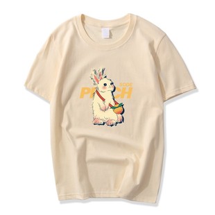 One-piece delivery wine red cotton T-shirt women's summer vintage rabbit print loose plus size shoulder short sleeve top