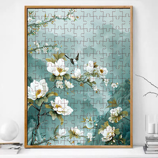National style flower and bird attic wooden puzzle adult 300 pieces 520 pieces 1000 pieces birthday gift girlfriends friends handmade