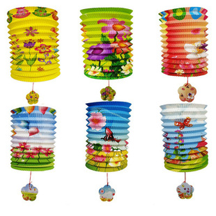 kt cartoon organ paper lantern Mid-Autumn Festival National Day decoration traditional children's portable colorful lantern fu character Luminous lantern