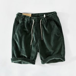 Summer American Style Retro Foreign Trade Corduroy Tooling Shorts Men's Loose Trendy Brand Straight Casual Pants