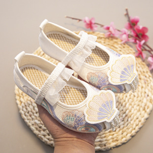 Girls' Hanfu Shoes Ancient Costume Old Beijing Cloth Shoes Children's Embroidered Shoes Antique Tang Dynasty Shoes Tang Suit Princess Shoes Haibei