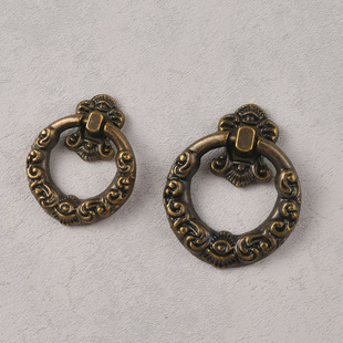 Antique small handle packaging box accessories single hole handle decorative cabinet drawer small handle bronze circle pull ring
