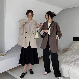 Casual suit jacket for women 2024 spring and autumn Korean style design temperament versatile lazy style drop-shoulder small suit for women