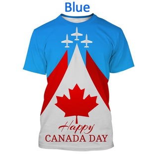 Canadian patriotic creative 3D printing summer T-shirt round neck casual short sleeve Canadian T-shirt foreign trade supply