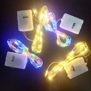 Battery Box copper wire light cake decoration led button battery light string flower decoration copper wire light small white box copper wire
