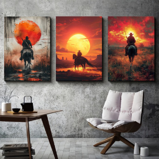 Nordic Sunset Landscape Living Room Hanging Painting High-level Restaurant Decorative Painting Entrance Canvas Painting Bedroom High Definition Core