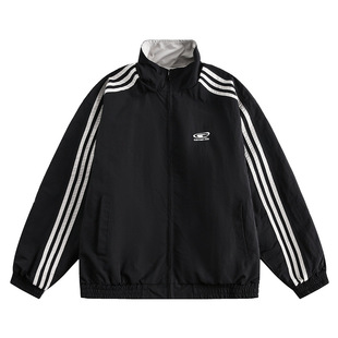 Double Side Stripe Printed Jacket Men's 2024 Spring and Autumn New American Style Retro Trendy Brand Youth Loose Jacket