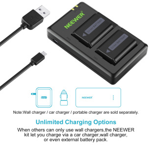 USB Charging Camera Accessories 1100 Mah FW50 Battery x2 +usb Charger Dual Charging Set