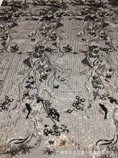 Mesh embroidered lace wedding dress fabric new mesh beads embroidered fabric dress dress fabric