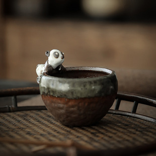 Stoneware tea cup panda Master Cup household ceramic kung fu tea set Tea Cup handmade creative cute pet creative tea cup