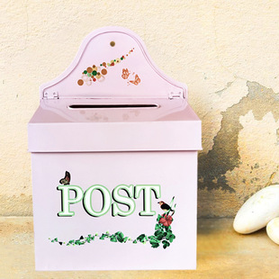 European-style retro handmade wrought iron mailbox industrial-style illustration decoration storage letter and newspaper box wall hanging suggestion box