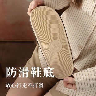 Japanese-style linen slippers women's indoor mute couple's home floor leather anti-slip soft bottom men's four-season slippers