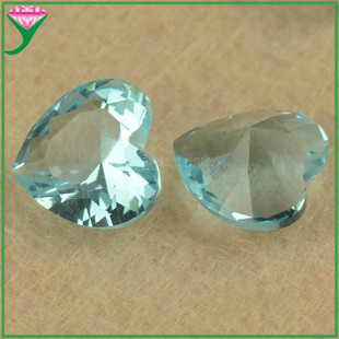 In stock wholesale synthetic glass light sea blue gem sea blue bare stone peach heart-shaped artificial glass inlaid accessories