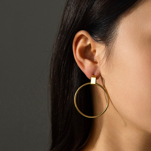 Amazon popular ins style retro exaggerated big circle earrings female personality creative 18K gold earrings one-piece delivery