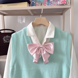 Ryukin Short Tail Swallowtail Butterfly Long Handle Tie Color Bow-Free Women's JK Uniform with Sailor Suit Shirt Cute