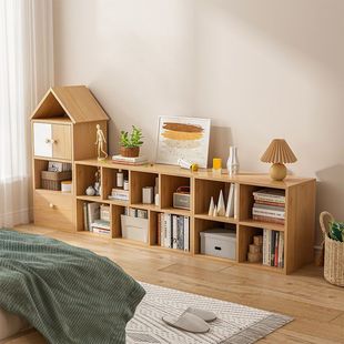 Children's Bookshelf Floor Storage Rack Household Storage Cabinet Storage Cabinet Bedside Wall Combination Pens Low Bookcase