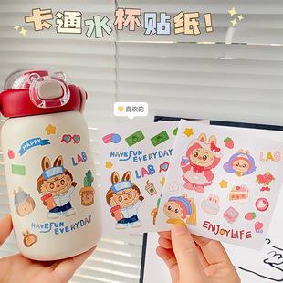 in stock wholesale ins cute sticker cartoon mug sticker hand account mobile phone sticker student cup transparent PVC sticker