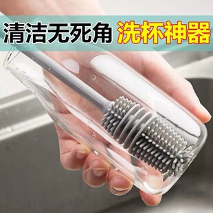 Щетка для чашки Щетка для артефактов Чашка для воды Чистая чашка с длинной ручкой Щетка для бутылки с молоком Без мертвого угла к пятнам от чая Мягкий клей Маленькая щетка
