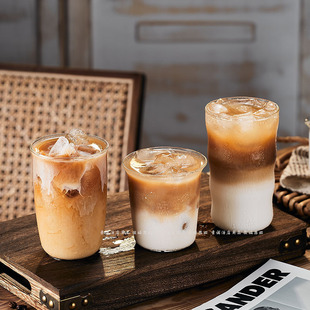 Cafe High Borosilicate Heat-Resistant Glass Coffee Cup Simple Flared Ice American Latte Cup Creative Cold Brew Drink Cup