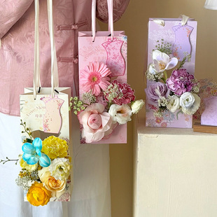Net red mother's day card cheongsam bouquet greeting card mother gift blessing card Chinese flower wrapping paper wholesale