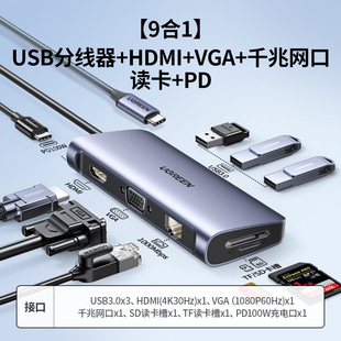 Green Union Expansion Dock Typec Expansion USB Splitter hub Hub Lightning 4HDMI Screen Multi-Interface Network Cable