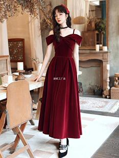 Red Toasting Dress 2024 New Bride Small Wedding Wedding Engagement Dress Dress Dress High-end Sense Women