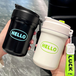 New simple 316 stainless steel thermos cup outdoor high color value student portable straw coffee cup wholesale