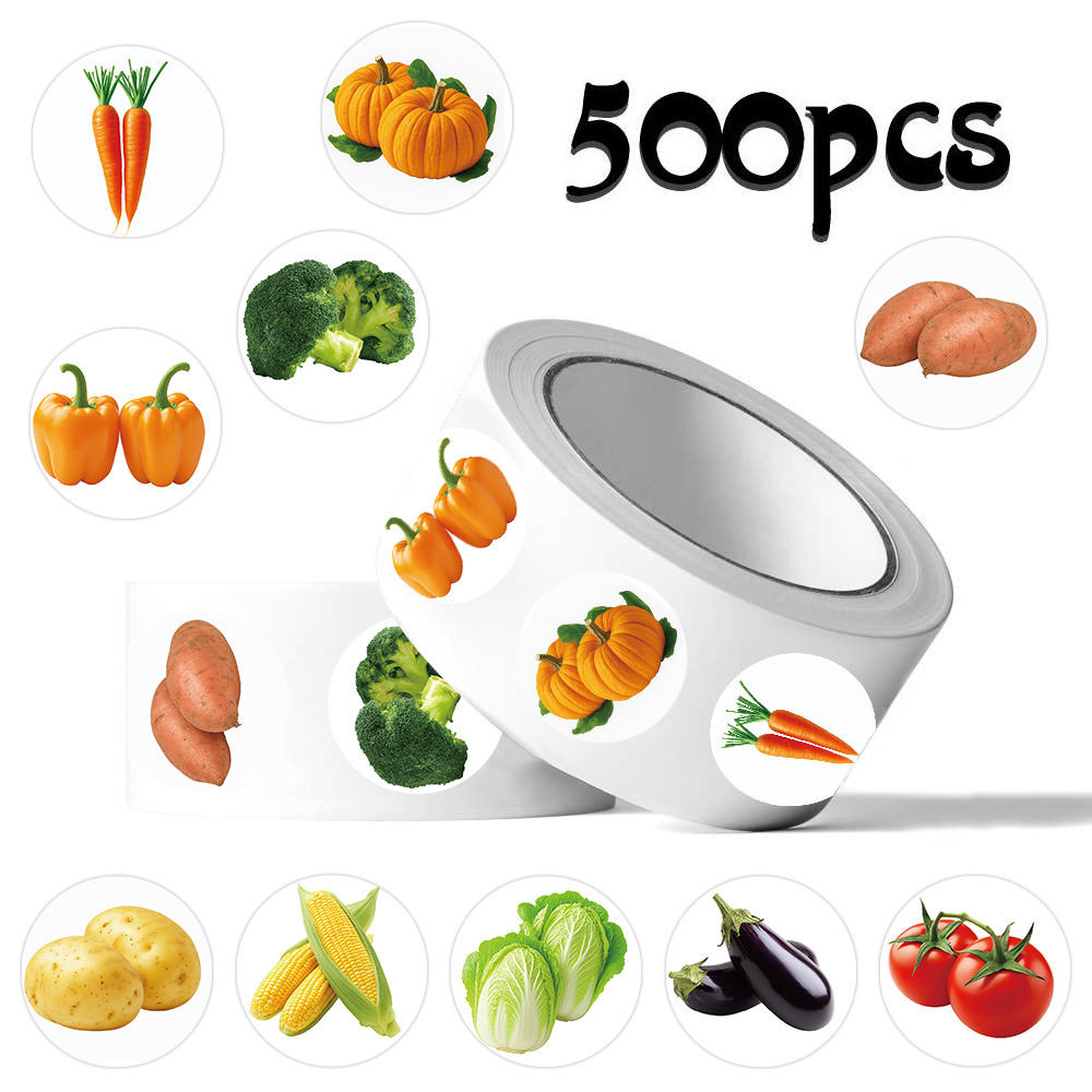 Cross-Border Realistic Vegetable Sticker Roll Sticker Gift Desktop Decoration Handbook Material Sealing Sticker Film Tape Wholesale