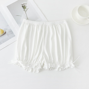 Jk safety pants women's anti-light 2025 summer white pumpkin lantern bow flower bud skirt women's group bottoming shorts