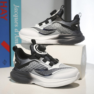 Boys' Mesh Breathable sneaker 2025 Rotating Buckle Basketball Shoes Spring and Autumn Medium and Large Children's Lightweight Girls' Running Shoes