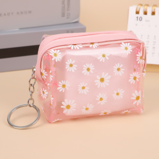 Korean Style Fresh Style Small Coin Purse PVC Cute Floral Printed Zipper Small Square Bag Waterproof Wear-resistant Portable