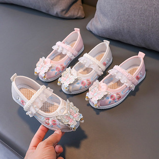 Chinese Style Girl's Hanfu Shoes Tang Dynasty Shoes Children's Antique Old Beijing Embroidered Children's Shoes Baby Girl's Ancient Cloth Shoes