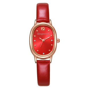 Liu's Shangmei Retro Simple Oval Student Watch Niche Women's Watch Belt Quartz Women's Watch Wholesale